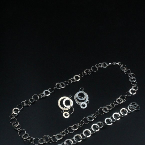 STERLING SILVER CA CANADA CIRCULAR NECKLACE SET - Picture 11 of 12